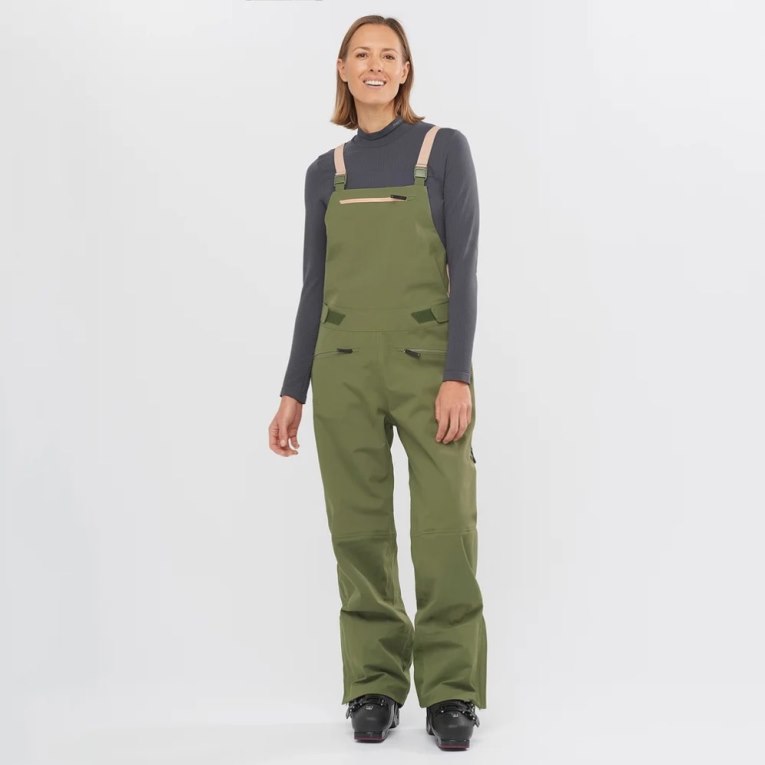 Pantalones De Esquí Salomon Stance 3L Bib Mujer Verde Oliva | MX QWEZ013